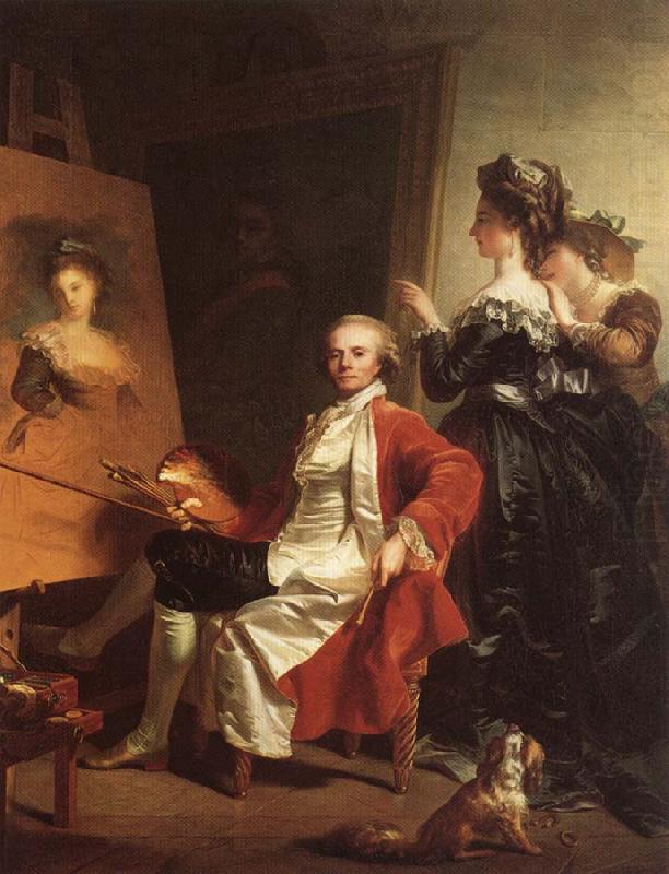 Portrait of the Artist in His Studio with His Daughters, Jean-Laurent Mosnier